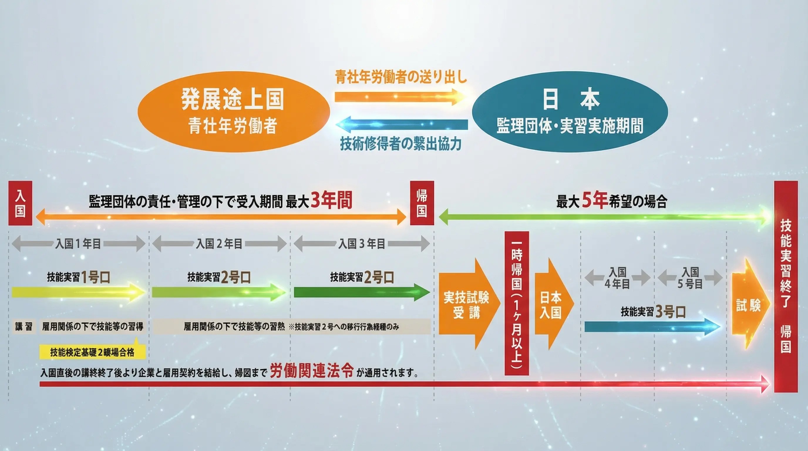 技能実習 タイムラインフロー